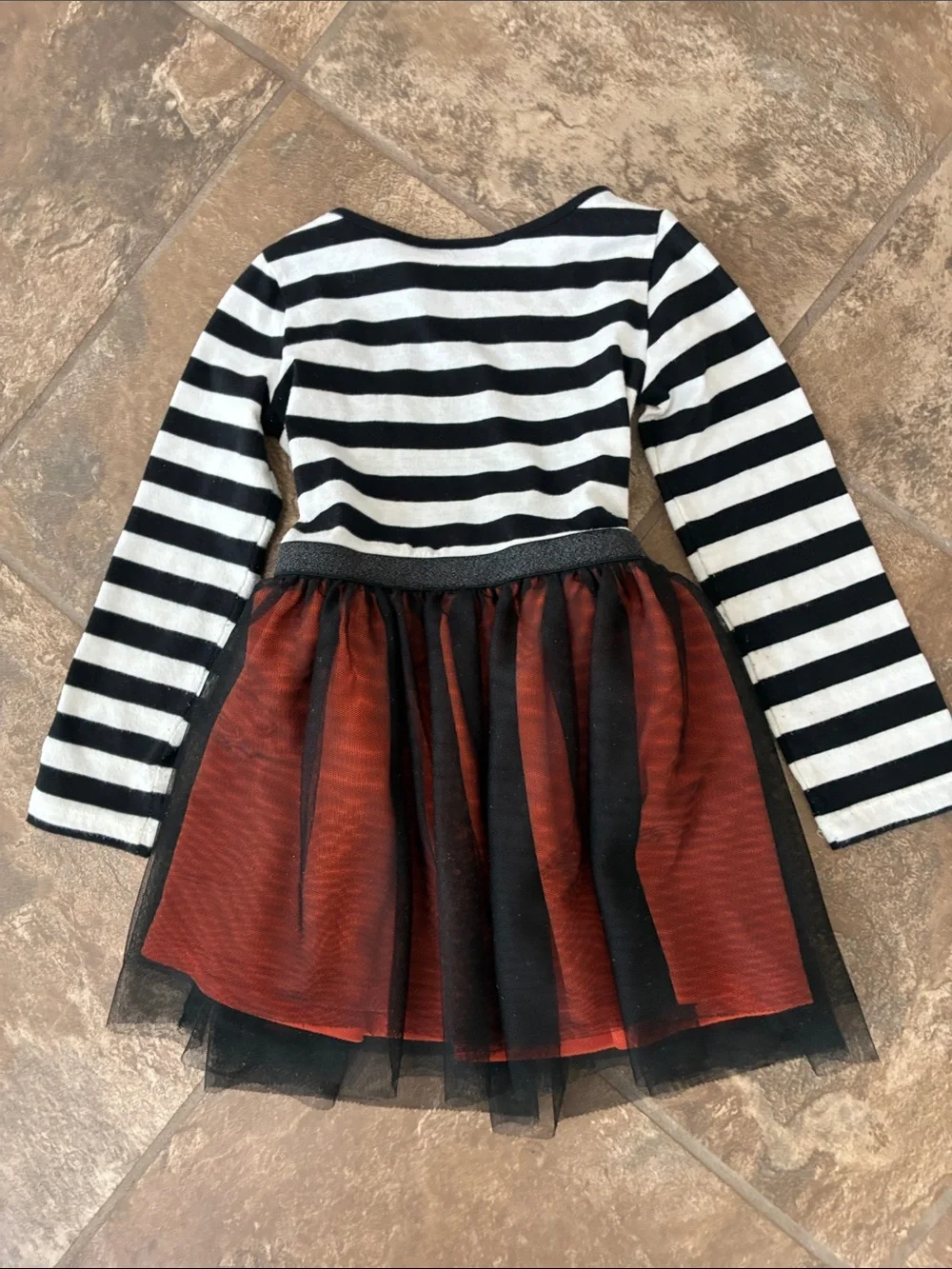 The Children's Place Black & White Striped Pumpkin tunic-leggings set